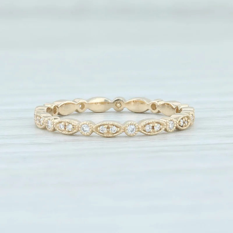 engagement rings with Art Deco style -New 0.14ctw Diamond Eternity Ring 14k Yellow Gold Sz 6.5 Wedding Stackable Band