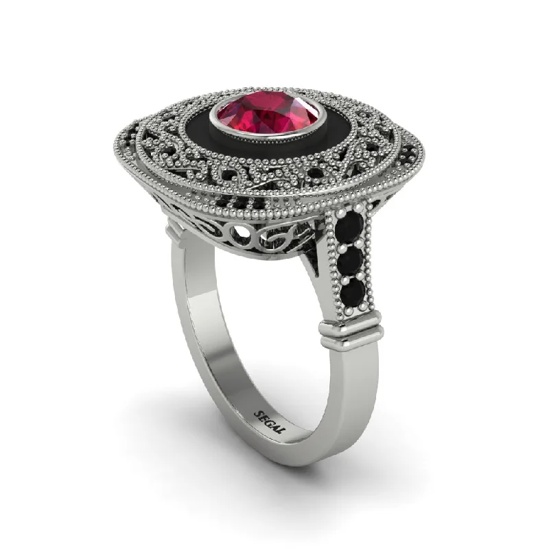 women's rings silver -Fancy Art Deco Ruby Ring - Pauline No. 42