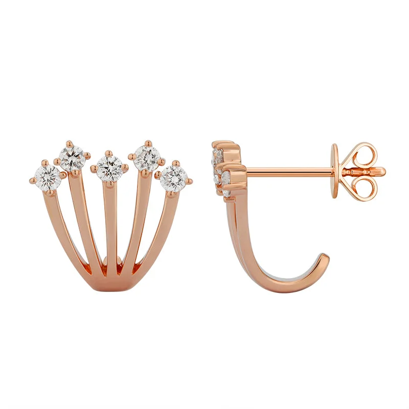 women's earrings pearl stud -Diamond End Claw Earrings