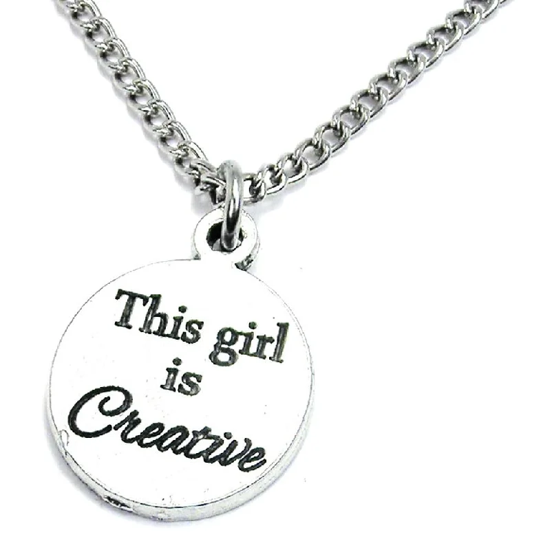 women's necklaces with celestial stars -This Girl Is Creative Single Charm Necklace