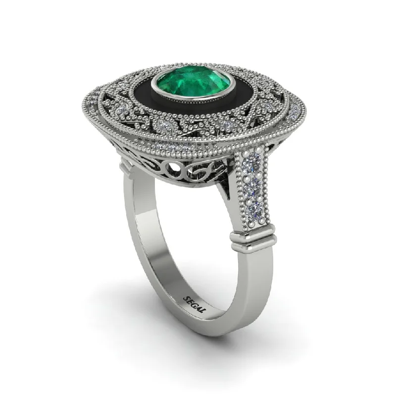 women's rings classic -Fancy Art Deco Emerald Ring - Pauline No. 6