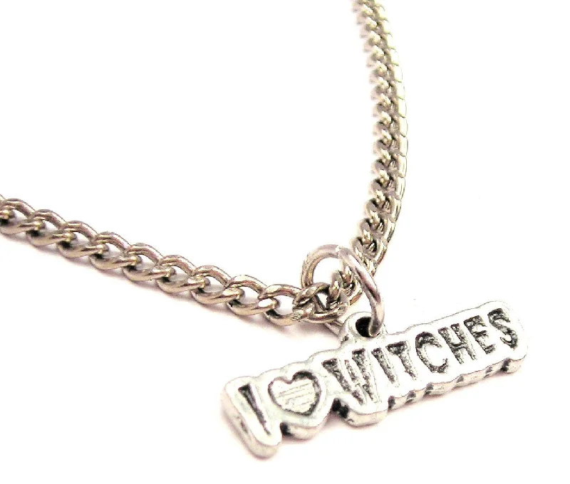 women's necklaces rose gold -I Love Witches Single Charm Necklace