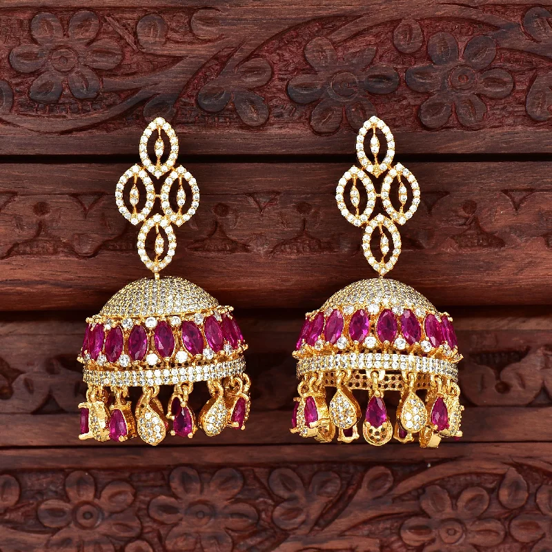 women's earrings with pearls -Zirconia Jhumka Earrings