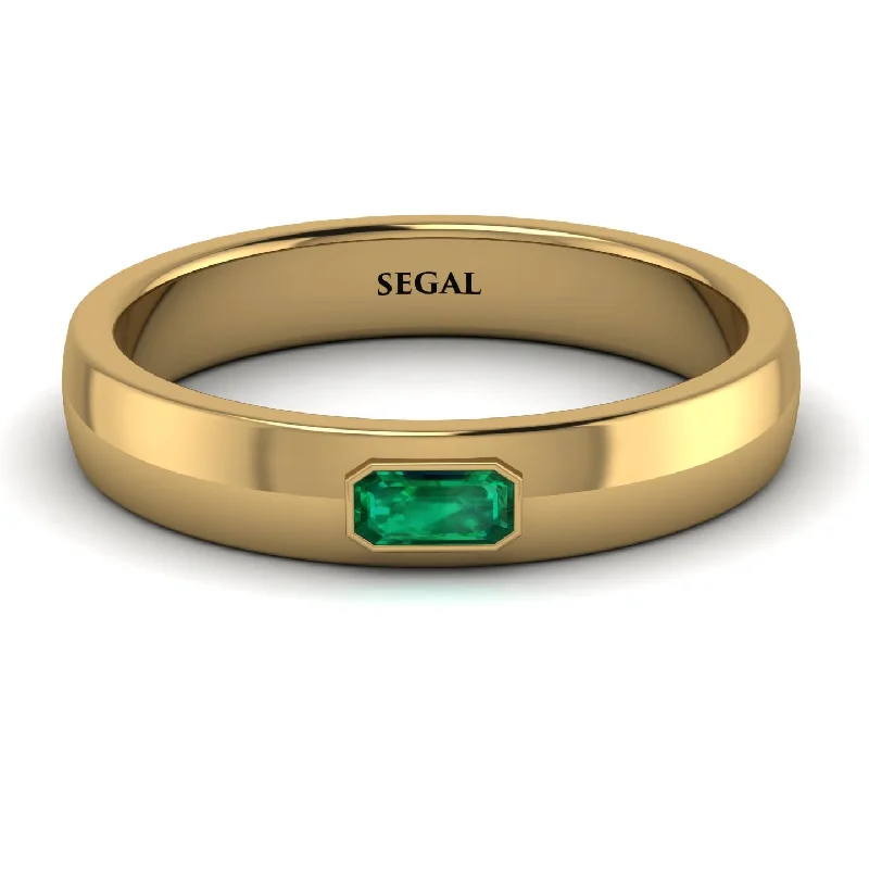 women's rings with large center stone -Emerald Cut Emerald Band - Londyn No. 4