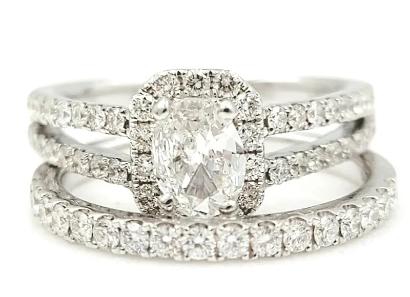 engagement rings for anniversary -18k white gold diamond wedding set.