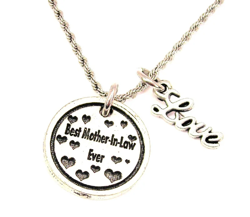 women's necklaces bridal jewelry -Best Mother In Law Ever 20" Chain Necklace With Cursive Love Accent