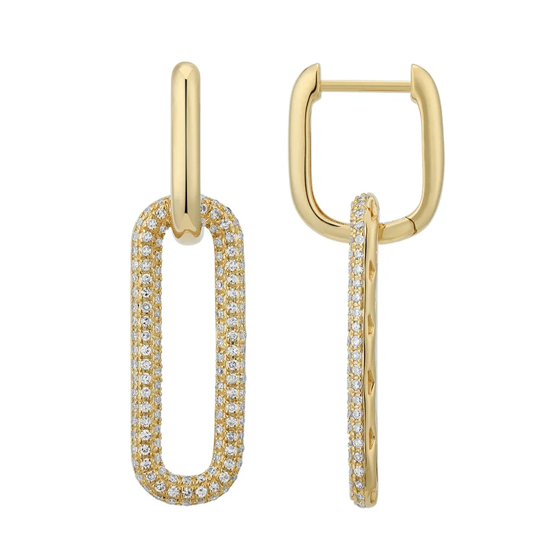 women's earrings with adjustable hooks -Diamond Link Earrings