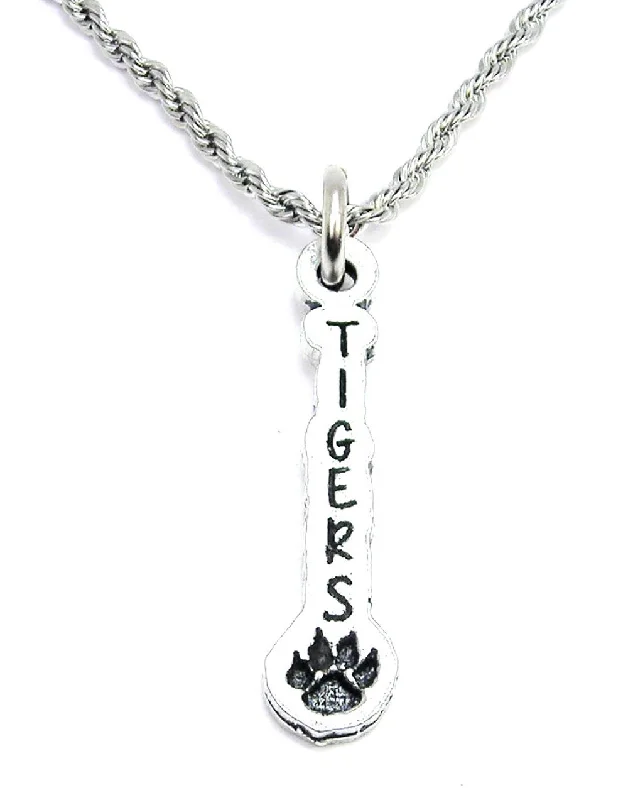 women's necklaces with gold chain -Tigers With Paw Print Single Charm Necklace