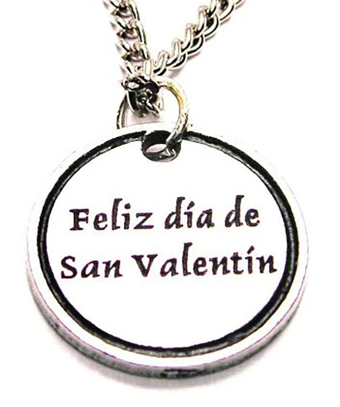 women's necklaces with zodiac symbol -Feliz Dia De San Valentin Single Charm Necklace