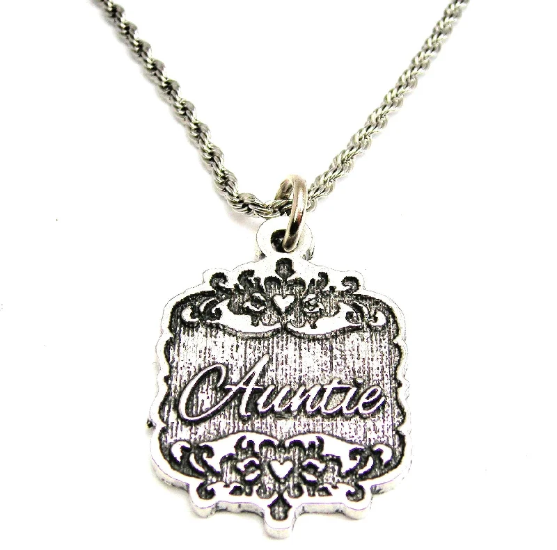 women's necklaces with oval pendant -Auntie Victorian Scroll Single Charm Necklace