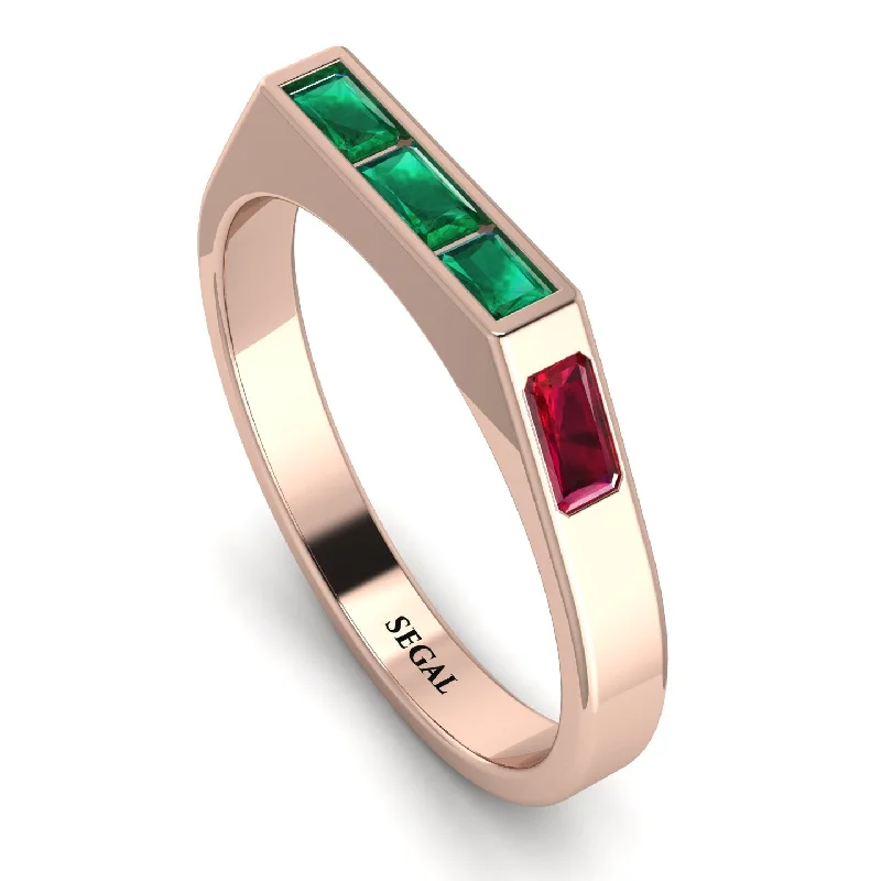 women's rings with vintage cut -Emerald Cut Thin Emerald Signature Ring - Sara No. 50