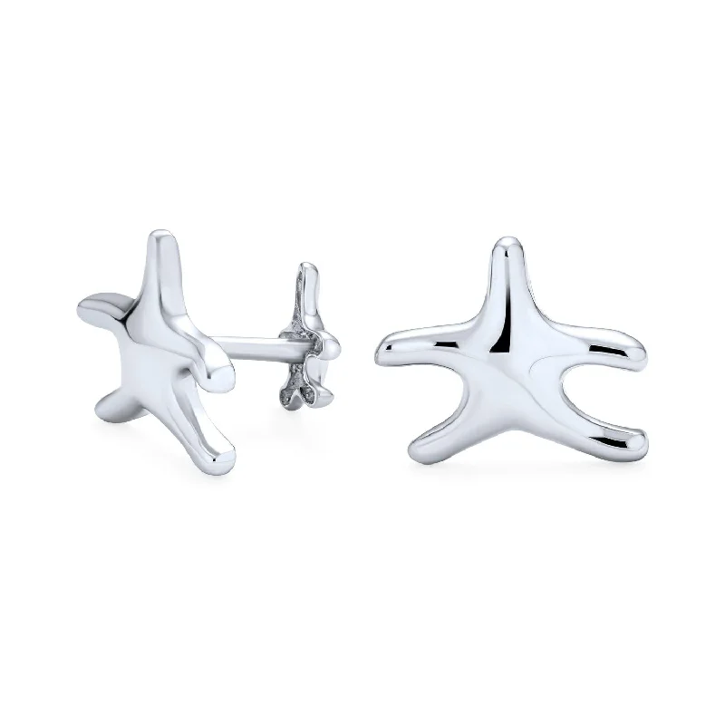 engagement rings for couples -Nautical Starfish Shirt Cufflink for Wedding Gift - Sterling Silver French Style