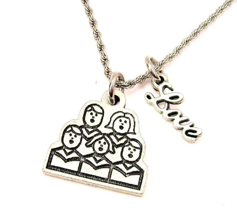 women's necklaces with love pendant -Choir Singers 20" Chain Necklace With Cursive Love Accent