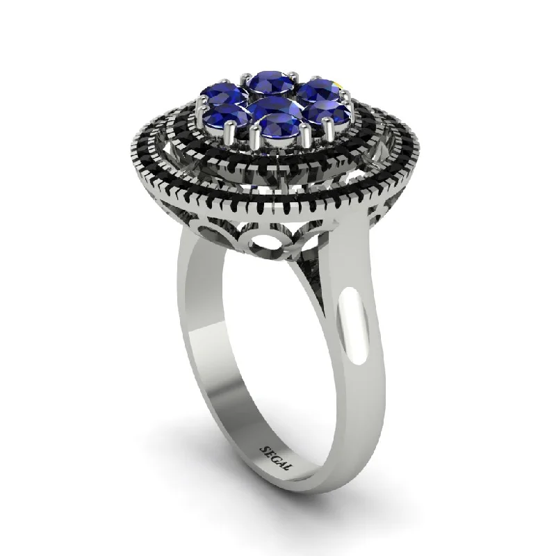 women's rings for everyday wear -Vintage Double Halo Sapphire Cluster Ring - Nanette No. 45