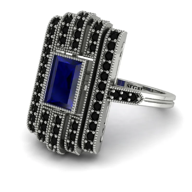 women's rings retro design -Unmatched Style Gold Baguette Sapphire Ring - Jean No. 45