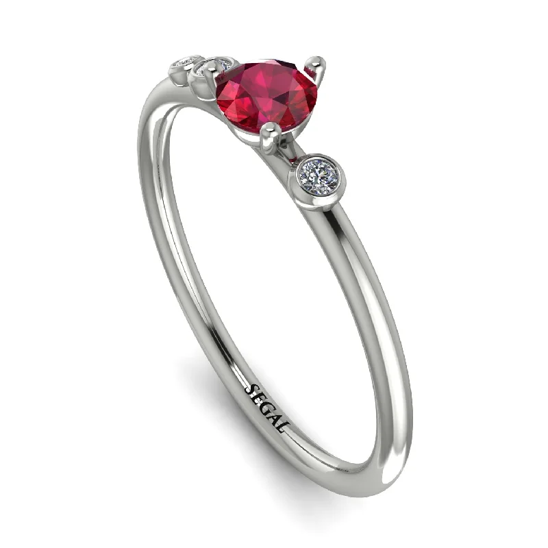 women's rings with sapphire accent -Minimalist Thin Ruby Ring - Brielle No. 12