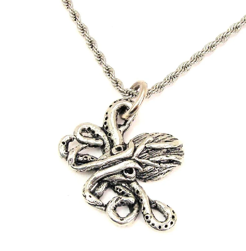 women's necklaces with teardrop design -Cthulu Single Charm Necklace