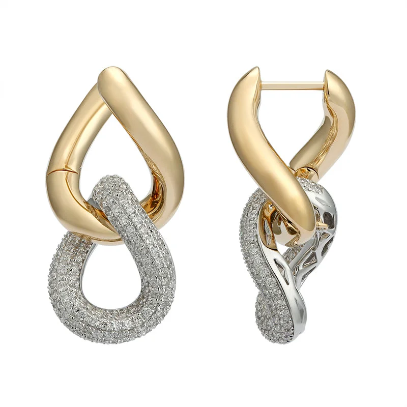 women's earrings statement hoop -Chunky Gold and Diamond Earrings