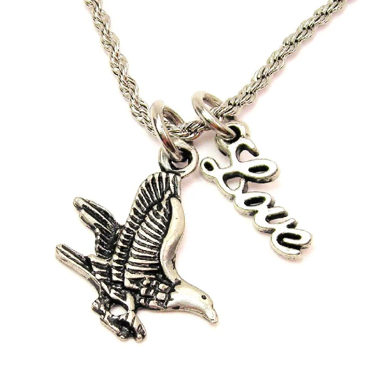 women's necklaces with diamond pendant -Eagle 20" Chain Necklace With Cursive Love Accent