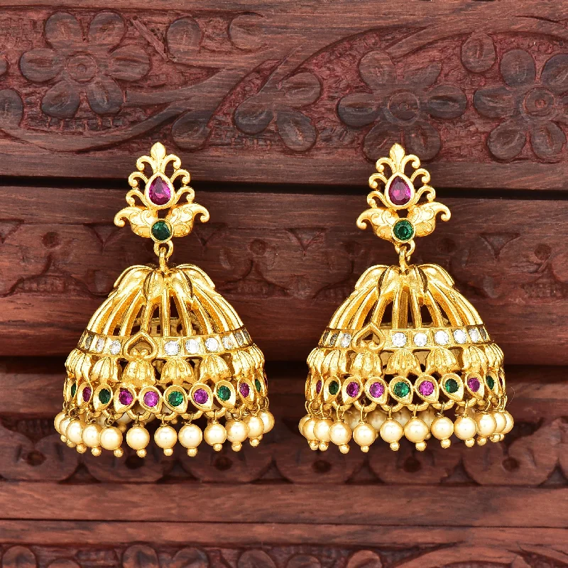 women's earrings with gold hoops -Matt Jhumka Earrings