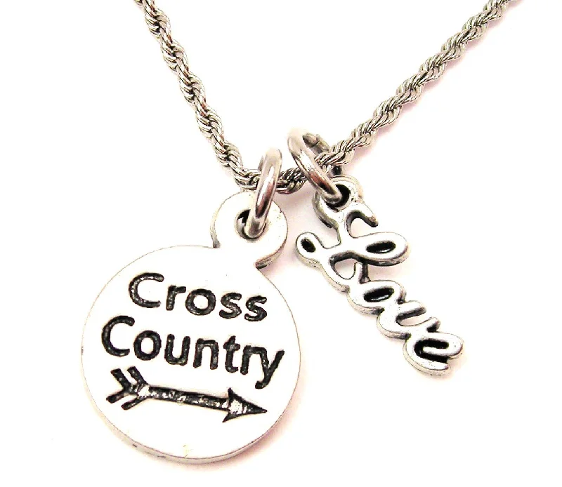 women's necklaces with tree of life -Cross Country 20" Chain Necklace With Cursive Love Accent