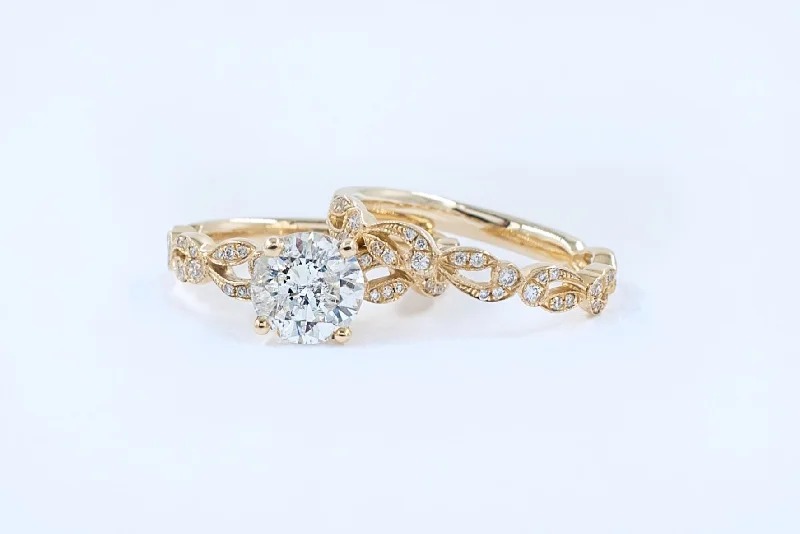 engagement rings with two-tone bands -Over 1.6 ct Round Brilliant Cut Diamond Wedding Set