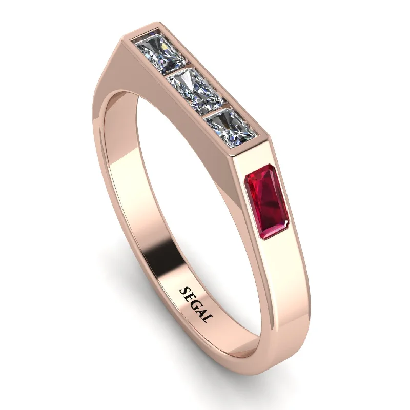 women's rings with rustic design -Emerald Cut Thin Diamond Signature Ring - Sara No. 47