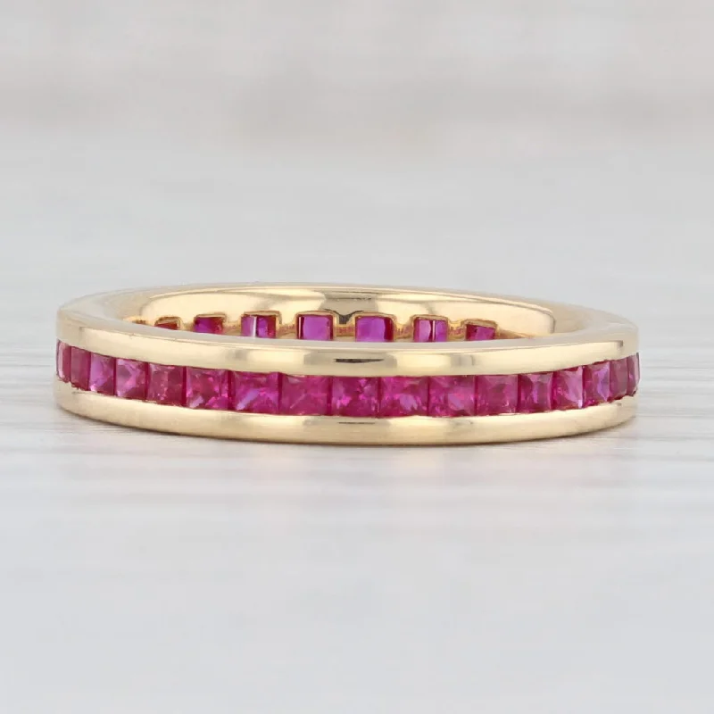 engagement rings with intricate design -1.50ctw Ruby Eternity Band 18k Yellow Gold Size 6 Wedding Stackable Ring Spark