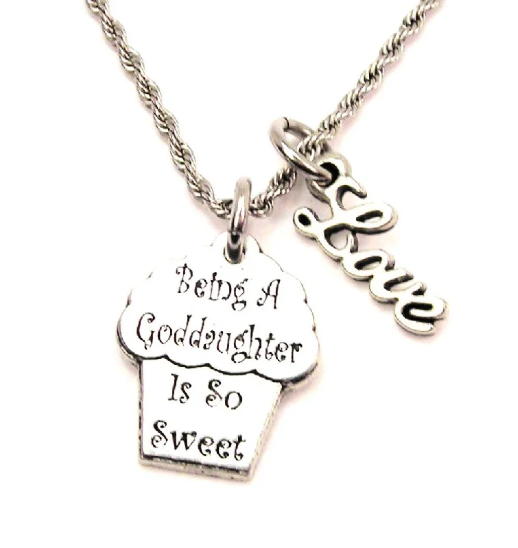 women's necklaces infinity symbol -Being A Goddaughter Is So Sweet 20" Chain Necklace With Cursive Love Accent