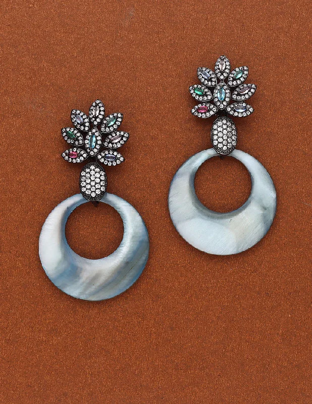 women's earrings for wedding day -Zirconia Fancy Chandbali Earrings