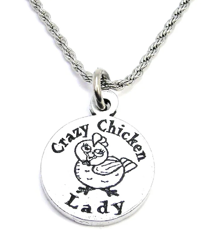 women's necklaces moon pendant -Crazy Chicken Lady Single Charm Necklace