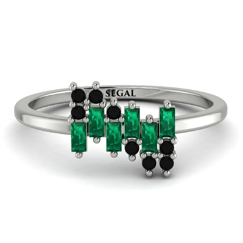 women's rings with intricate patterns -Baguette And Round Emerald Band - Daniela No. 36