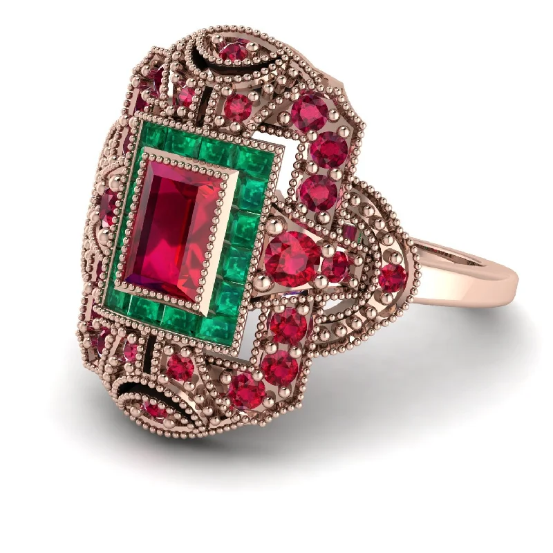 women's rings with nature gemstones -Victorian Gold Ring With Ruby - Janice No. 26