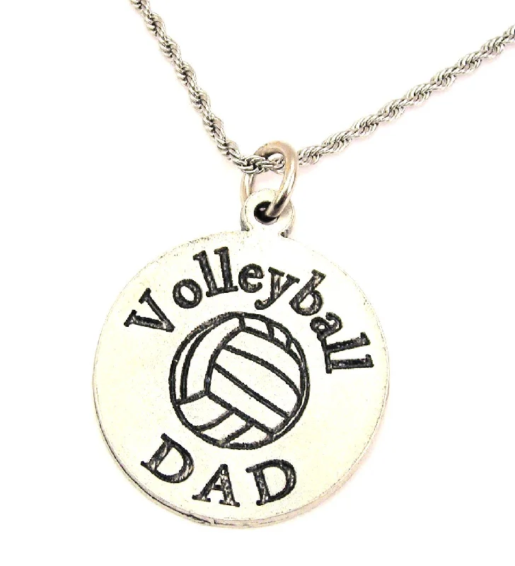 women's necklaces long and elegant -Volleyball Dad Single Charm Necklace