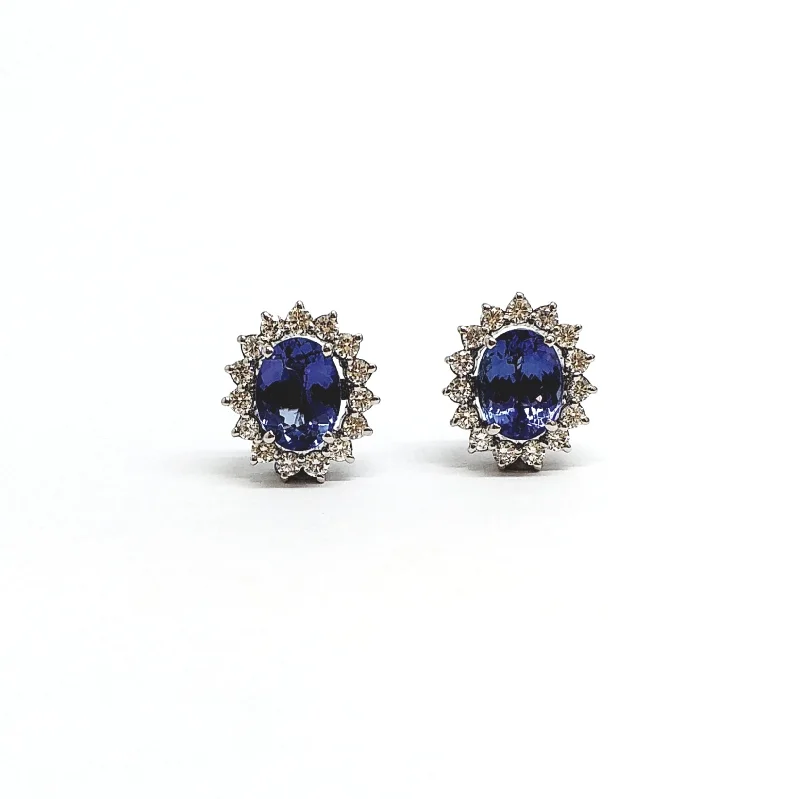 women's earrings statement hoop -Tanzanite and  Diamond Stud Earrings