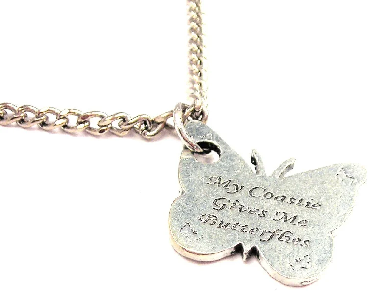 women's necklaces moon pendant -My Coastie Gives Me Butterflies Single Charm Necklace