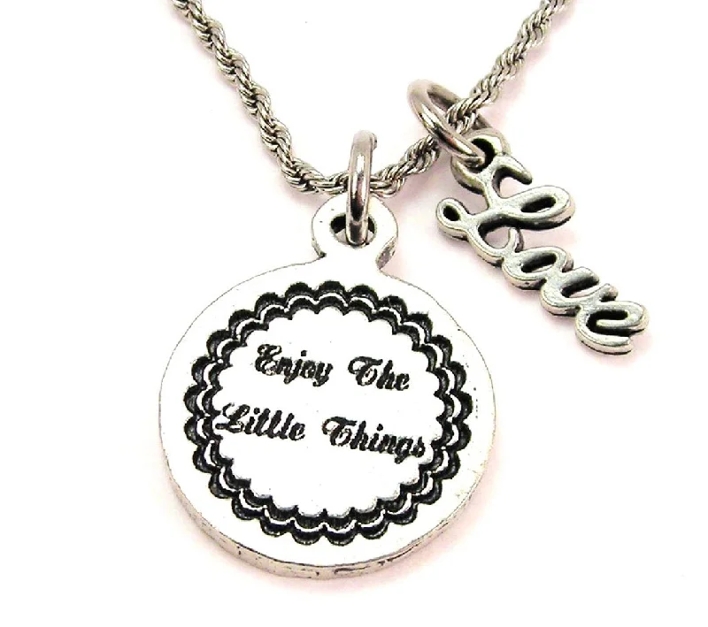 women's necklaces with intricate design -Enjoy The Little Things 20" Chain Necklace With Cursive Love Accent