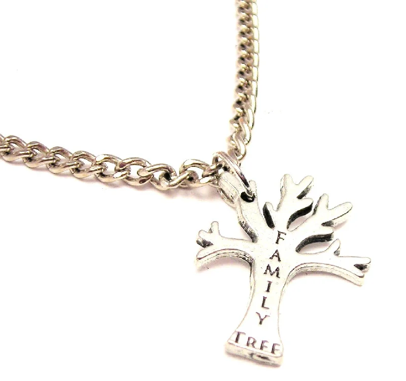 women's necklaces delicate chain link -Family Tree Single Charm Necklace