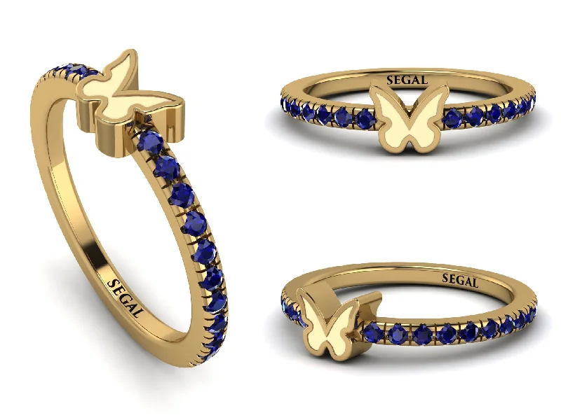 women's rings for special occasions -Elegant Enamel Butterfly Sapphire Ring - Butterfly No. 13