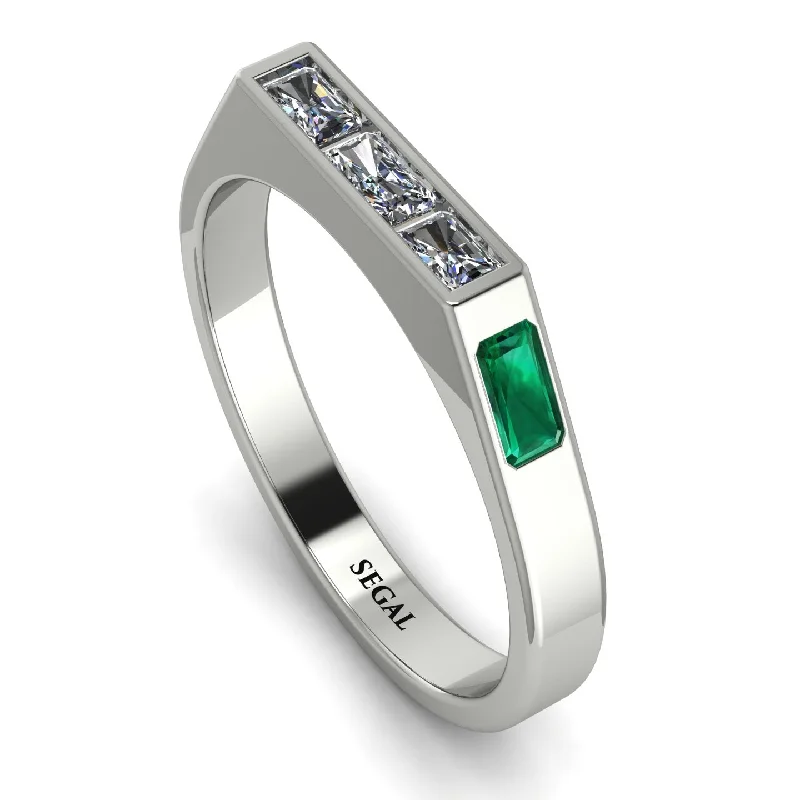 women's rings floral design -Emerald Cut Thin Diamond Signature Ring - Sara No. 18