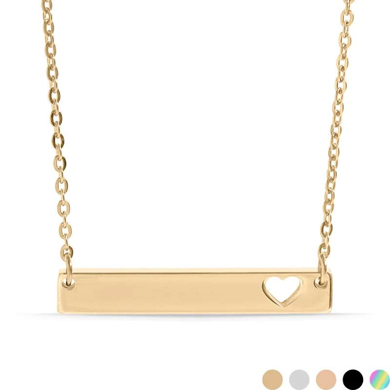 women's necklaces for layering sets -18K Gold PVD Blank Cutout Heart Bar Necklace / SBB0085