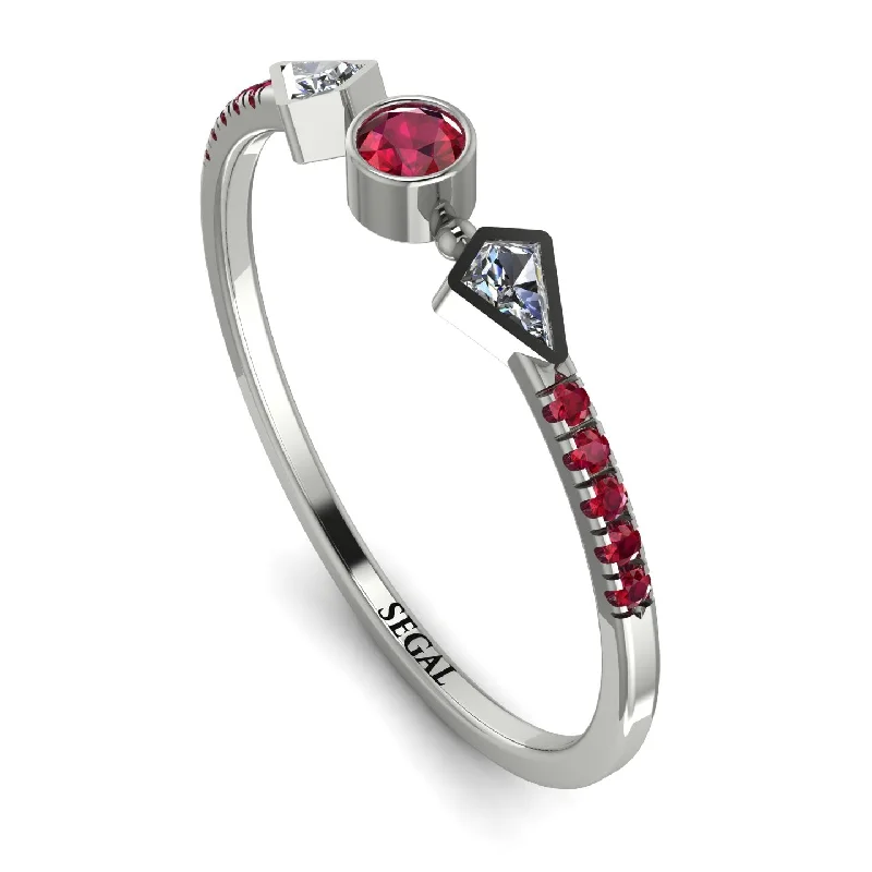 women's rings with moissanite -Minimalist Geometric Ruby Ring - Kimberly No. 48