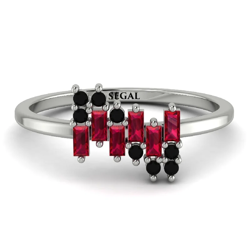 women's rings luxury bridal ring -Baguette And Round Ruby Band - Daniela No. 42