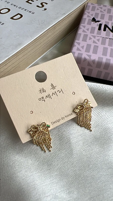 women's earrings with fringe design -Emma bow earrings