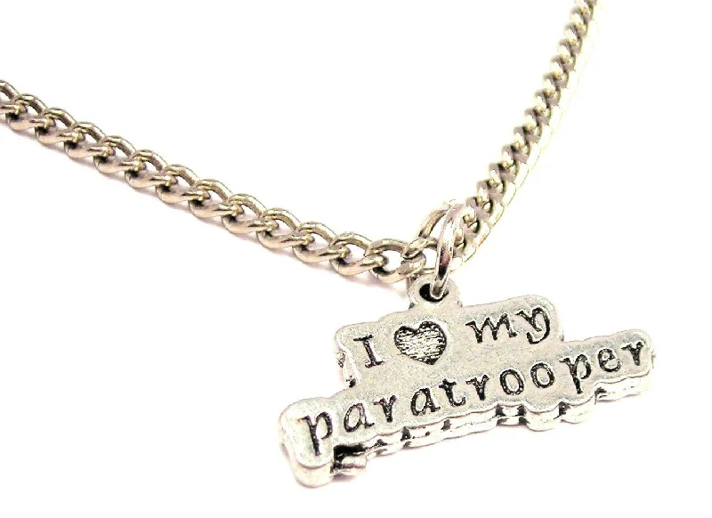 women's necklaces gemstone -I Love My Paratrooper Single Charm Necklace