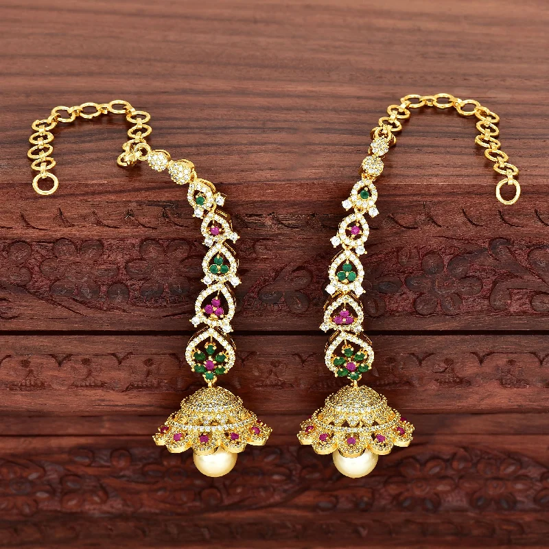 women's earrings with sapphire -Antique Zirconia Kempu Jhumka Earrings