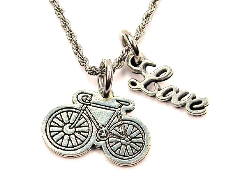 women's necklaces with geometric design -Bicycle 20" Chain Necklace With Cursive Love Accent