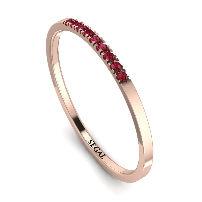 women's rings with engraved initials -Thin Eternity Ruby Band - Daisy No. 11