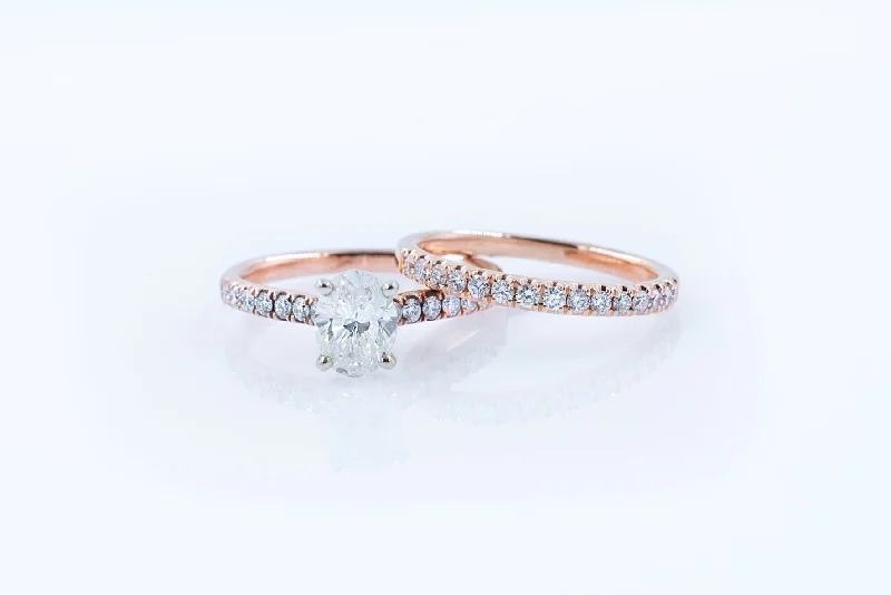 engagement rings with matching wedding bands -1.55 ctw Oval Cut Solitare Diamond Wedding Set