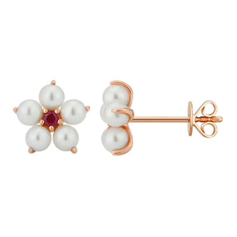 women's earrings fashion-forward -Pearl Flower Earrings Baby